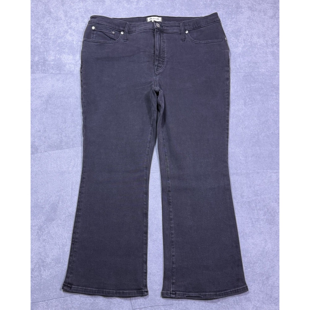 Madewell Jeans Womens 33 (36x27) Midrise Kickout Jeans Black Crop Flare Boho USA